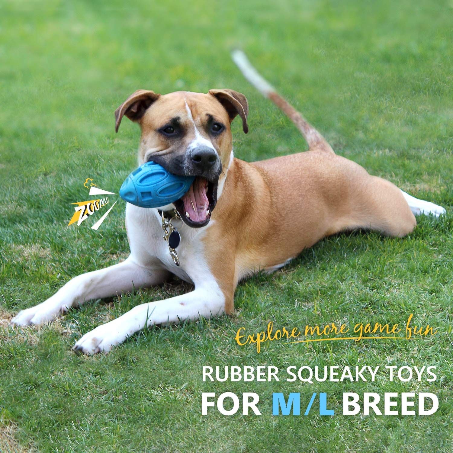 Squeaky Dog Toys for Aggressive Chewers: Rubber Puppy Chew Ball with Squeaker view 4
