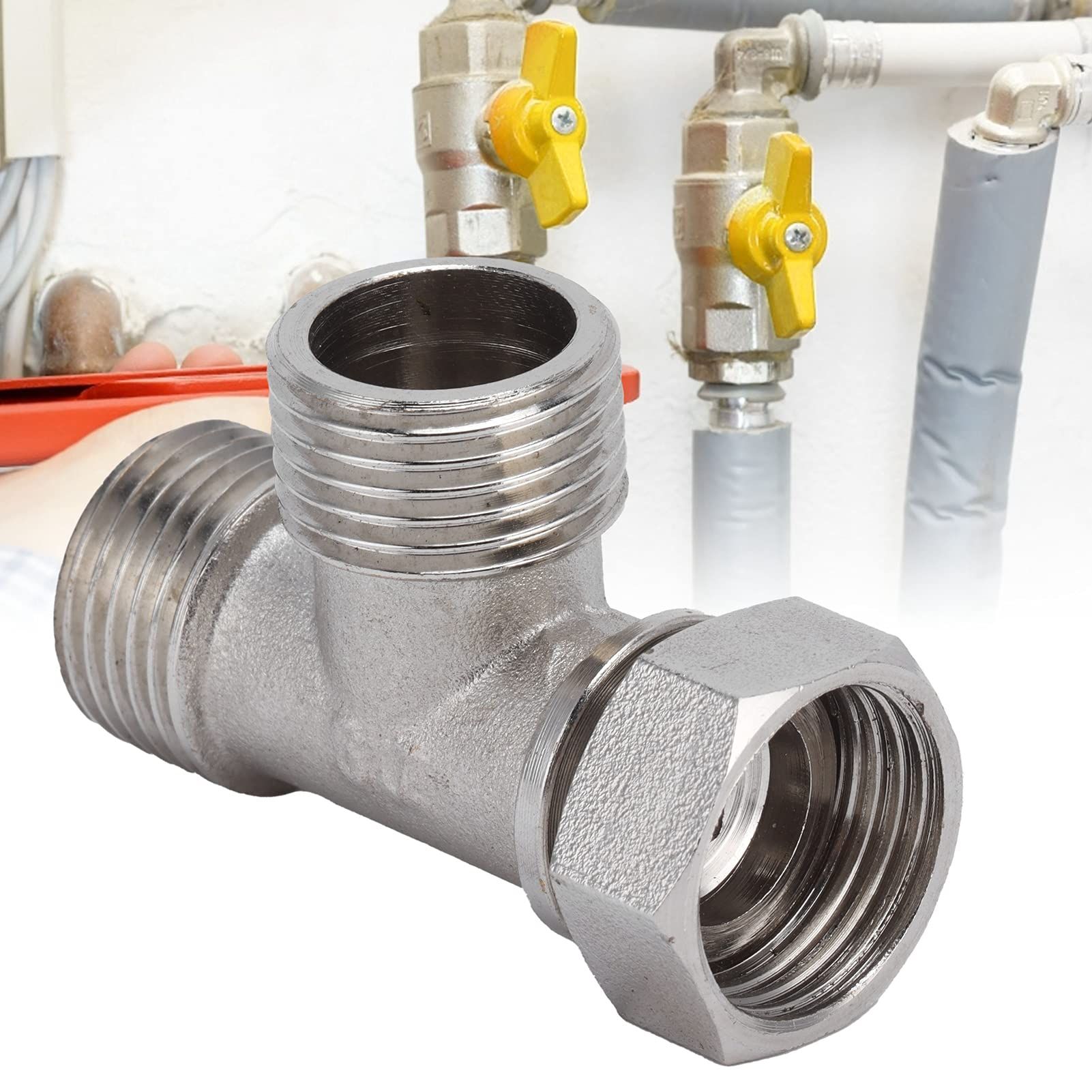 7/8 Brass T Adapter Shower Head 3 Way Tee Connector Valve for Toilet Shower view 3