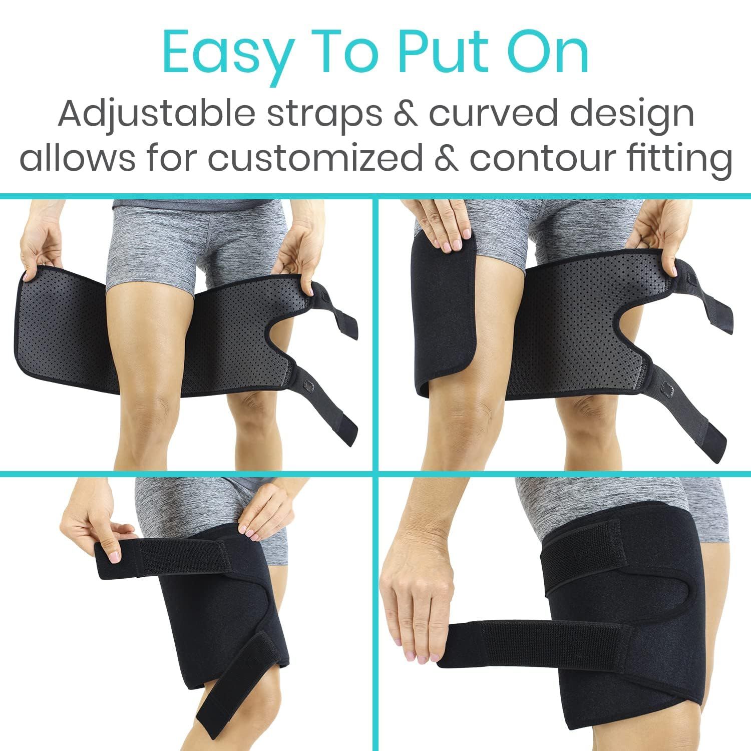 Thigh Brace - Hamstring Quad Wrap - Adjustable Compression Sleeve Support for view 3