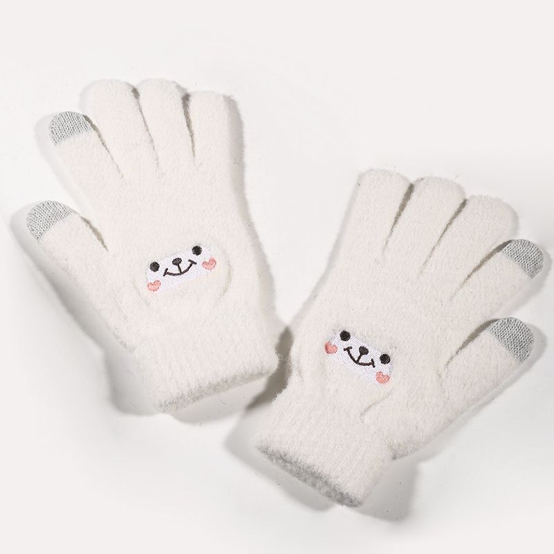 Cold-proof and warm touch screen cycling typing knitted cute cartoon