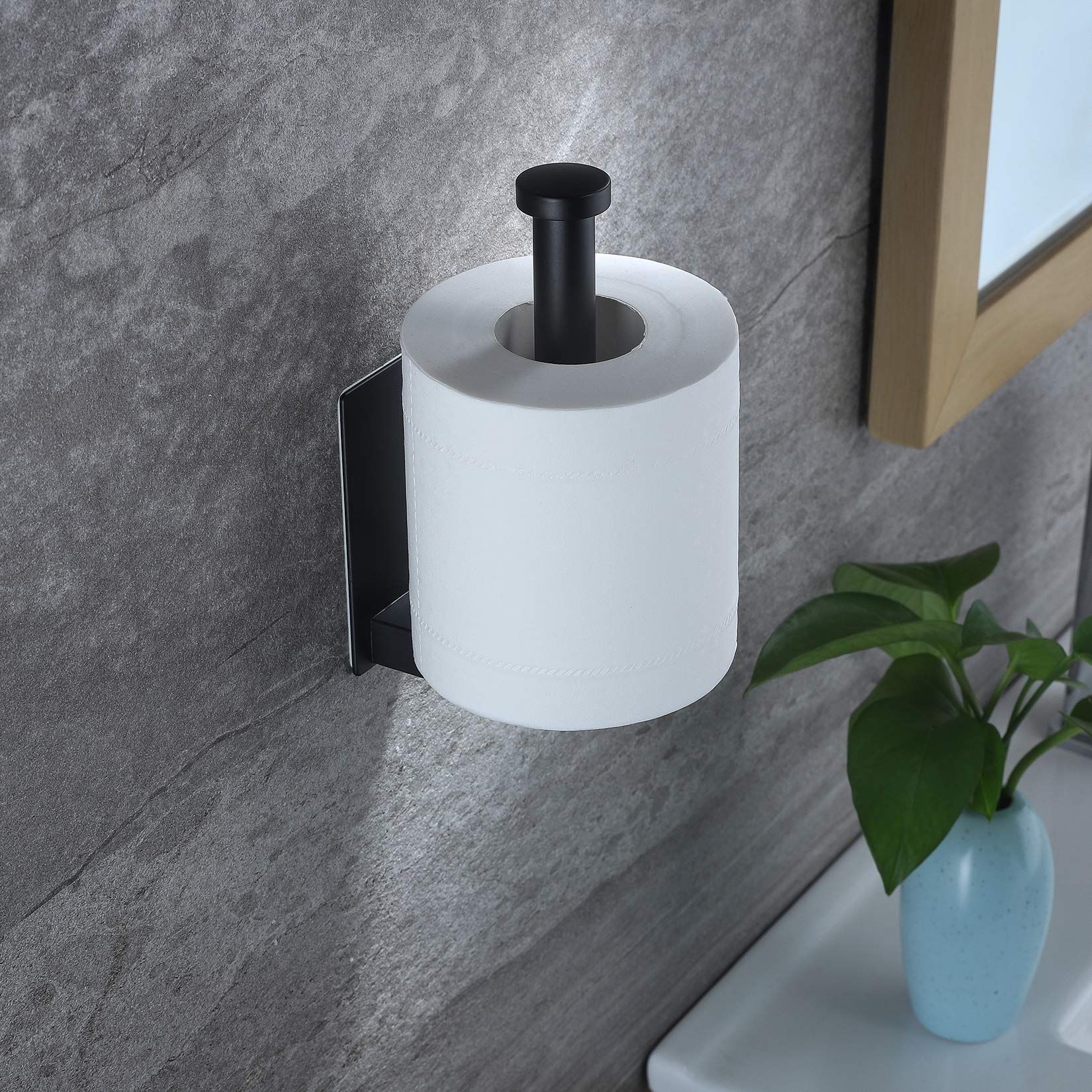 Toilet Paper Holder Self Adhesive - Black Toilet Roll Holder Adhesive Toilet view 2