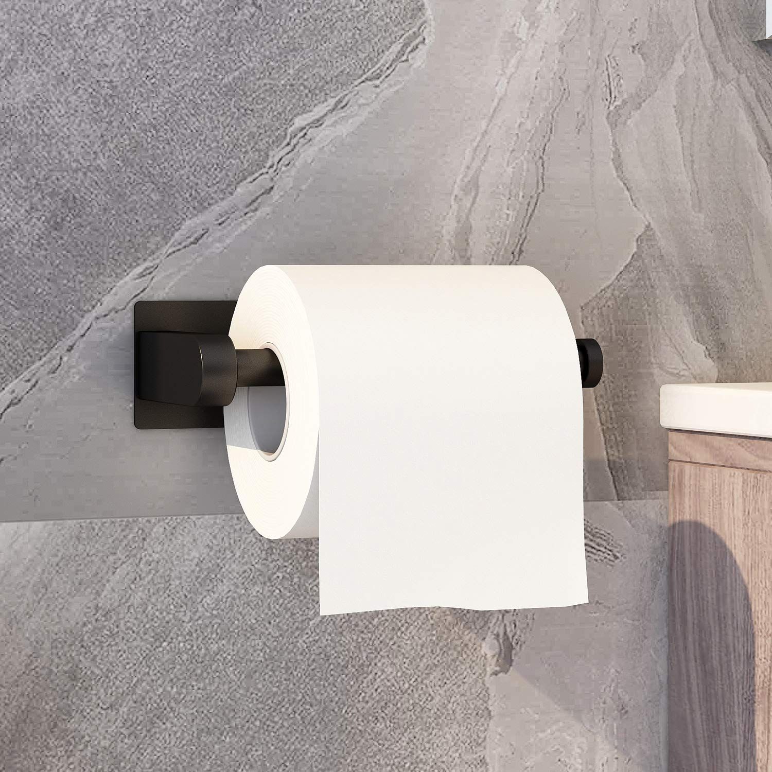 Toilet Paper Holder Self Adhesive - Black Toilet Roll Holder Adhesive Toilet view 5
