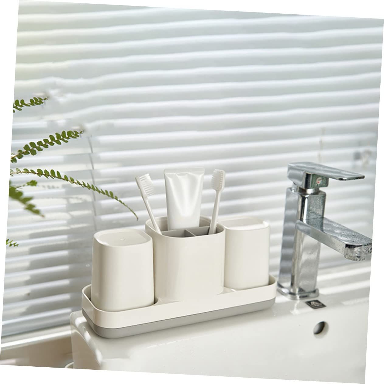 1 toothbrush holder, toothbrush holder, hanger, toothpaste dispenser, bathroom view 5
