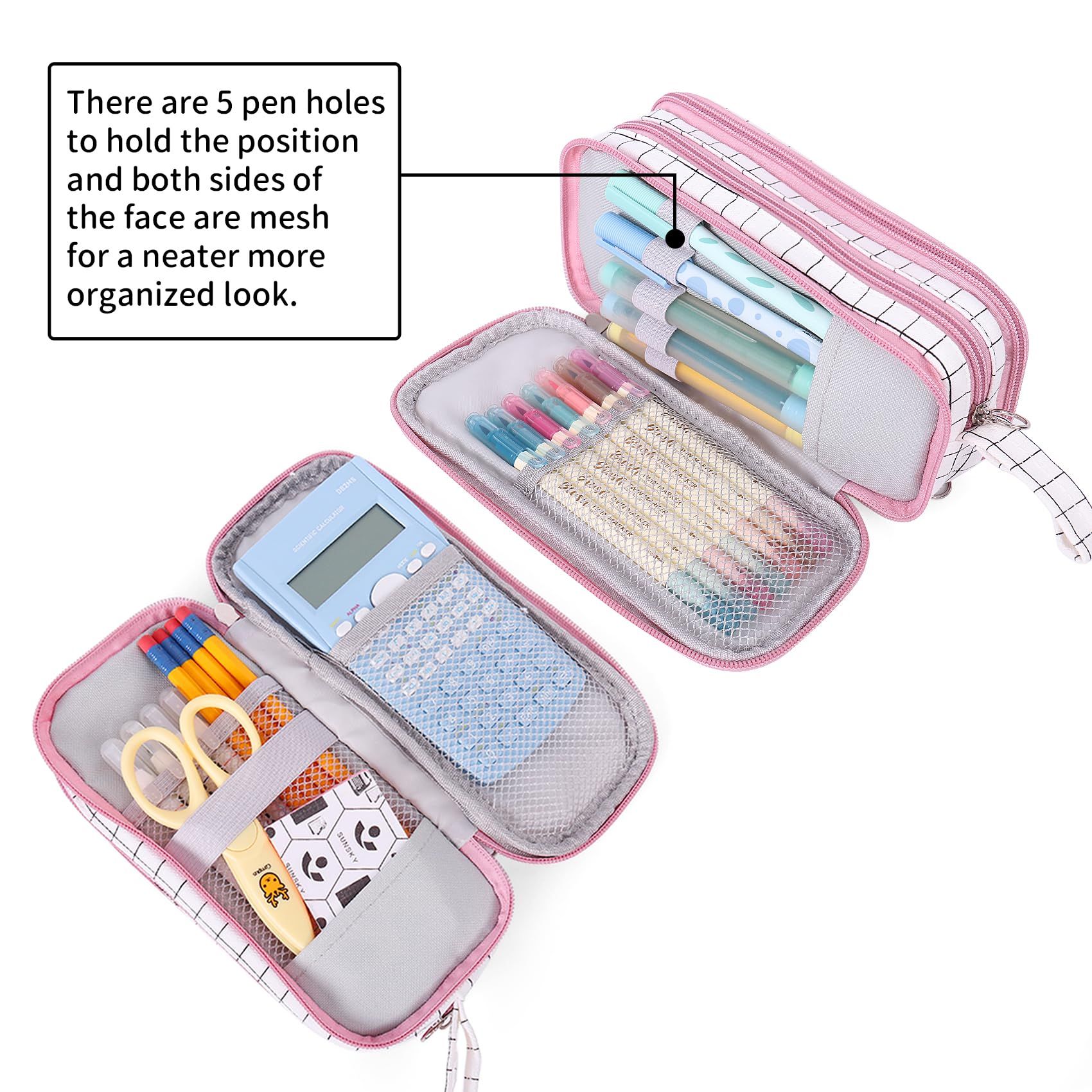 Capacity Pencil Case Pen Pocket Zipper Canvas Storage Bag Student's Pencil view 5