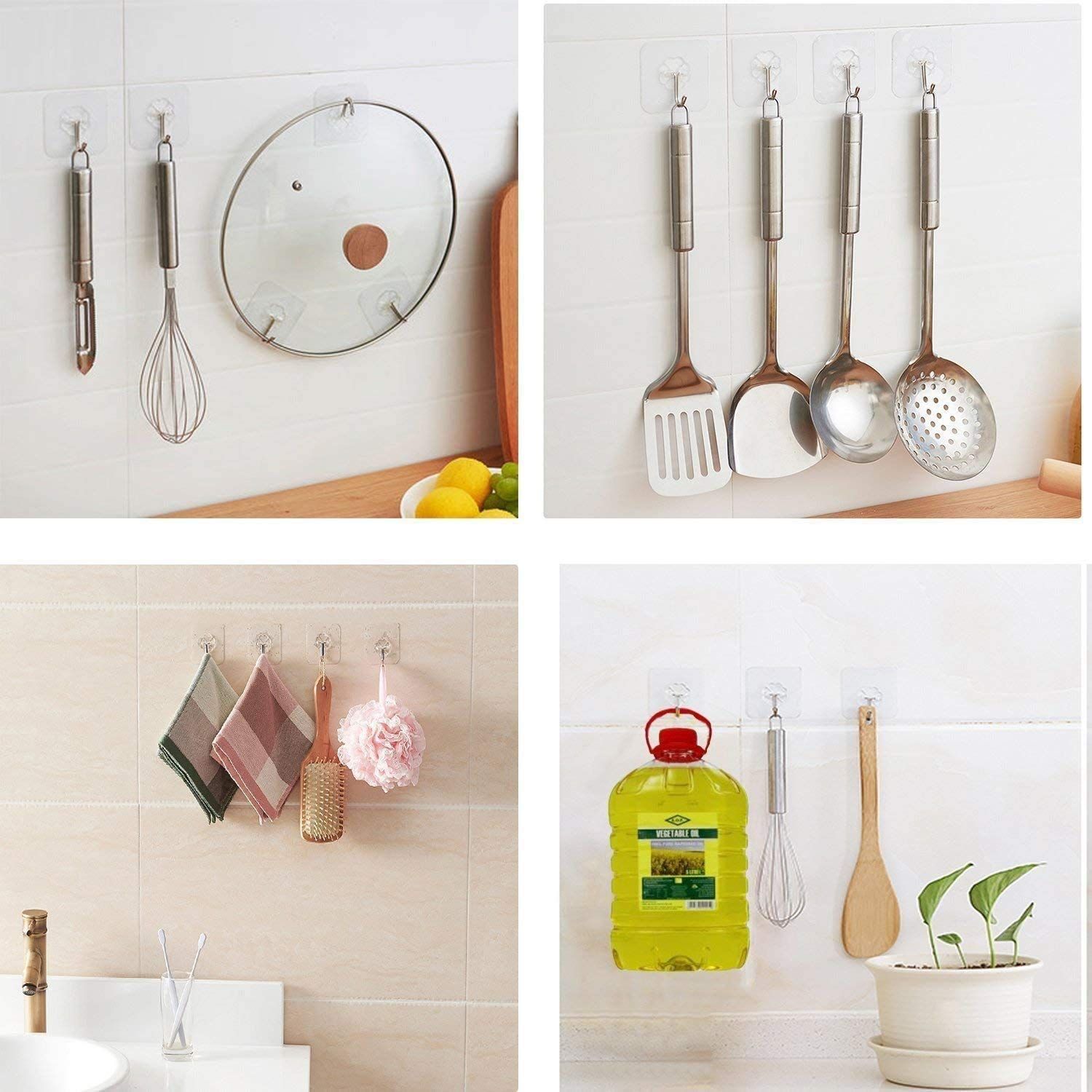 12 PCS Adhesive Hooks Utility Hooks Heavy Duty Coat Hooks Waterproof and view 2