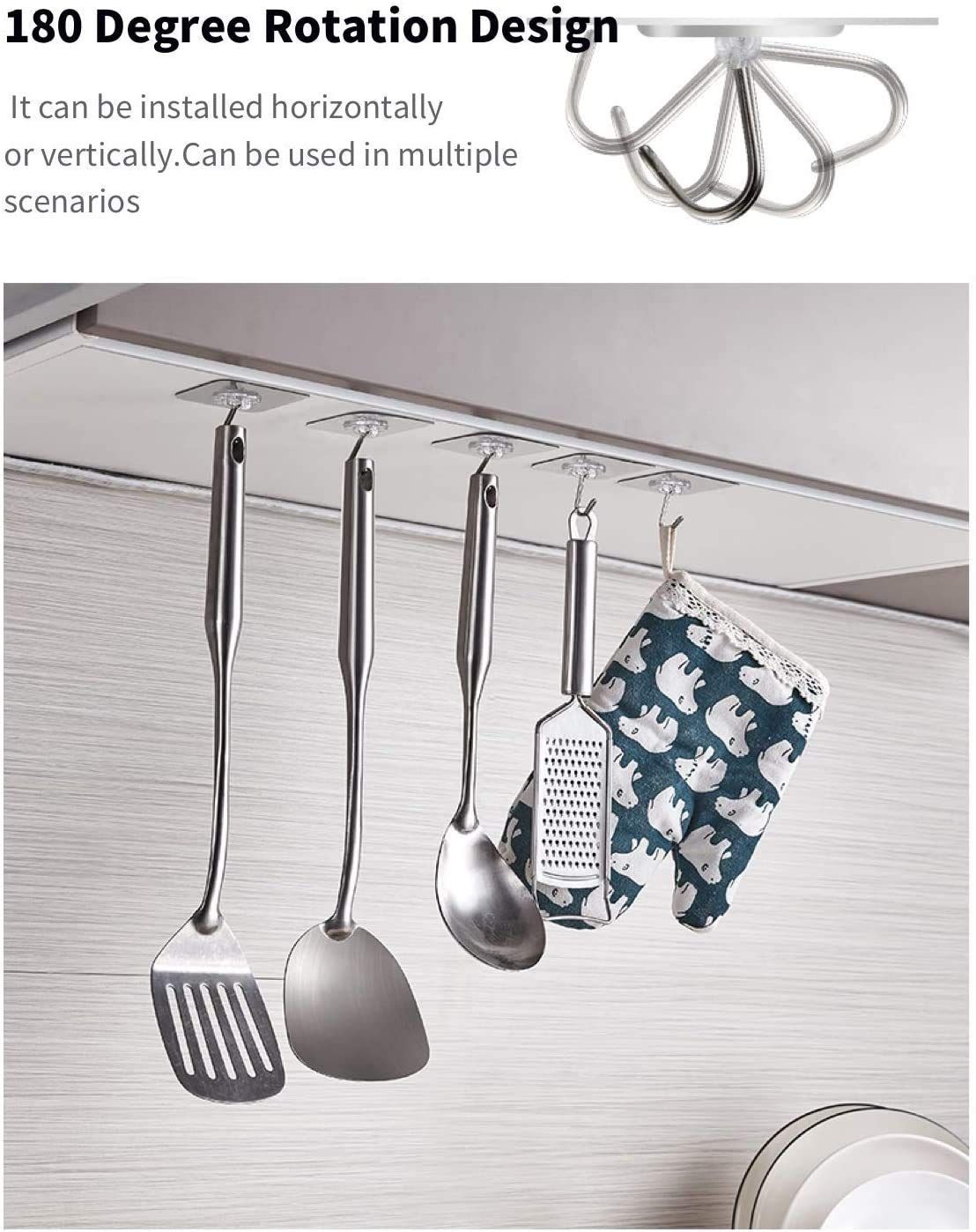 12 PCS Adhesive Hooks Utility Hooks Heavy Duty Coat Hooks Waterproof and view 3