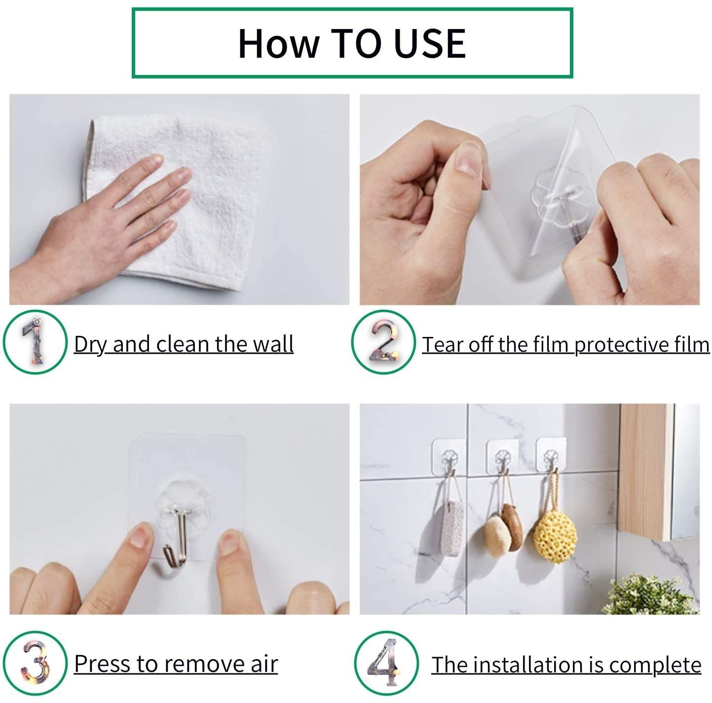 12 PCS Adhesive Hooks Utility Hooks Heavy Duty Coat Hooks Waterproof and view 4