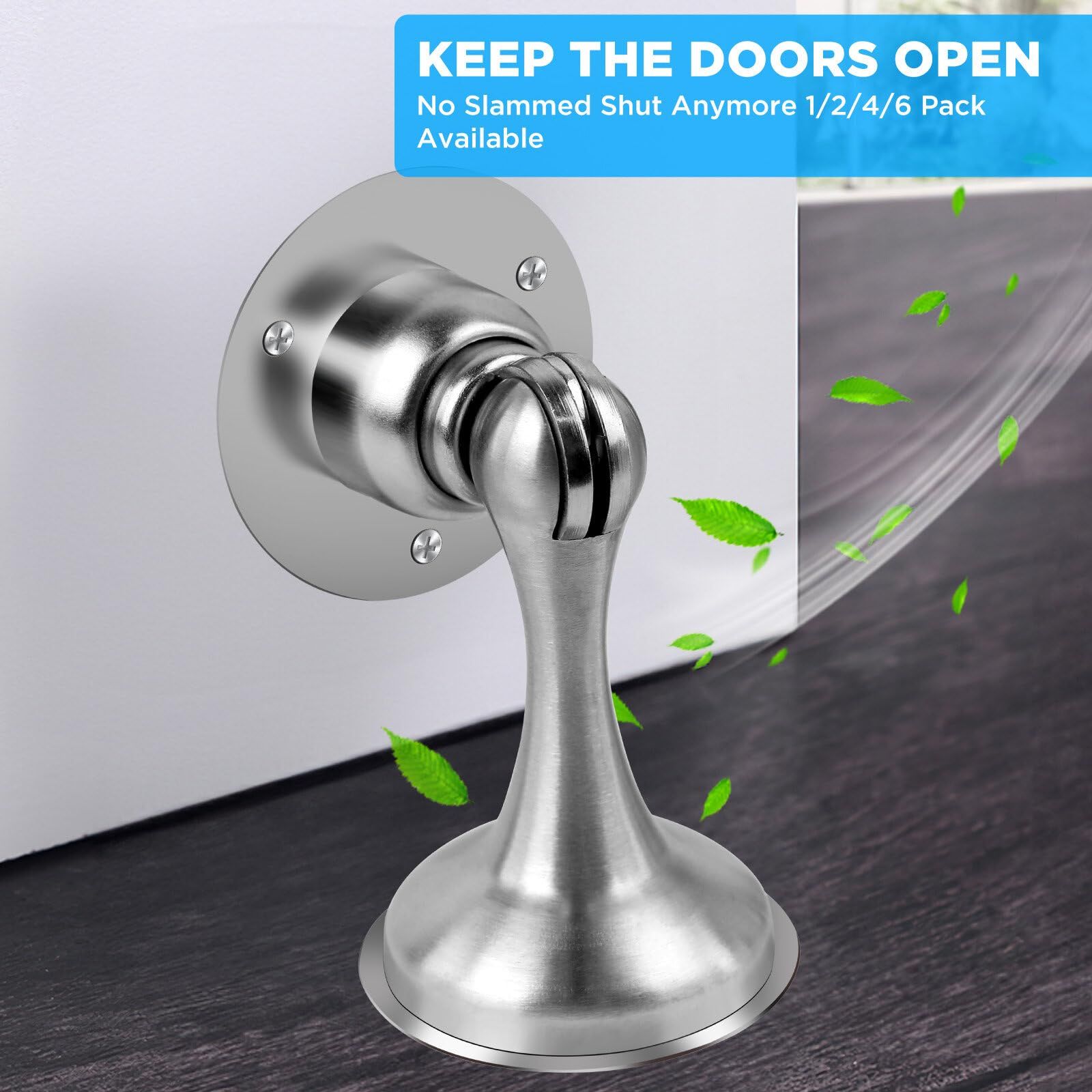 2 pcs Magnetic Door Stoppers Stainless Steel Door Stops for Wall and Floor view 5