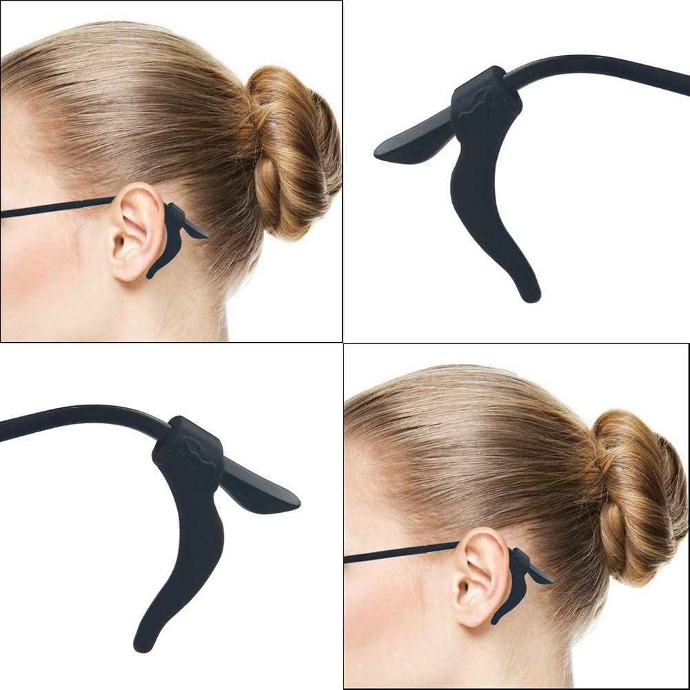 2 airs Black Eyeglass Ear Grip with Anti Slip Eyeglass Retainer view 2