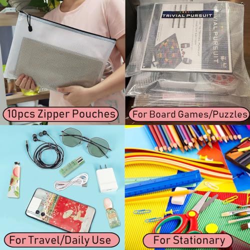10Pcs Zipper File Bags Plastic Mesh Zipper Pouch Waterproof Document Bag Board view 5