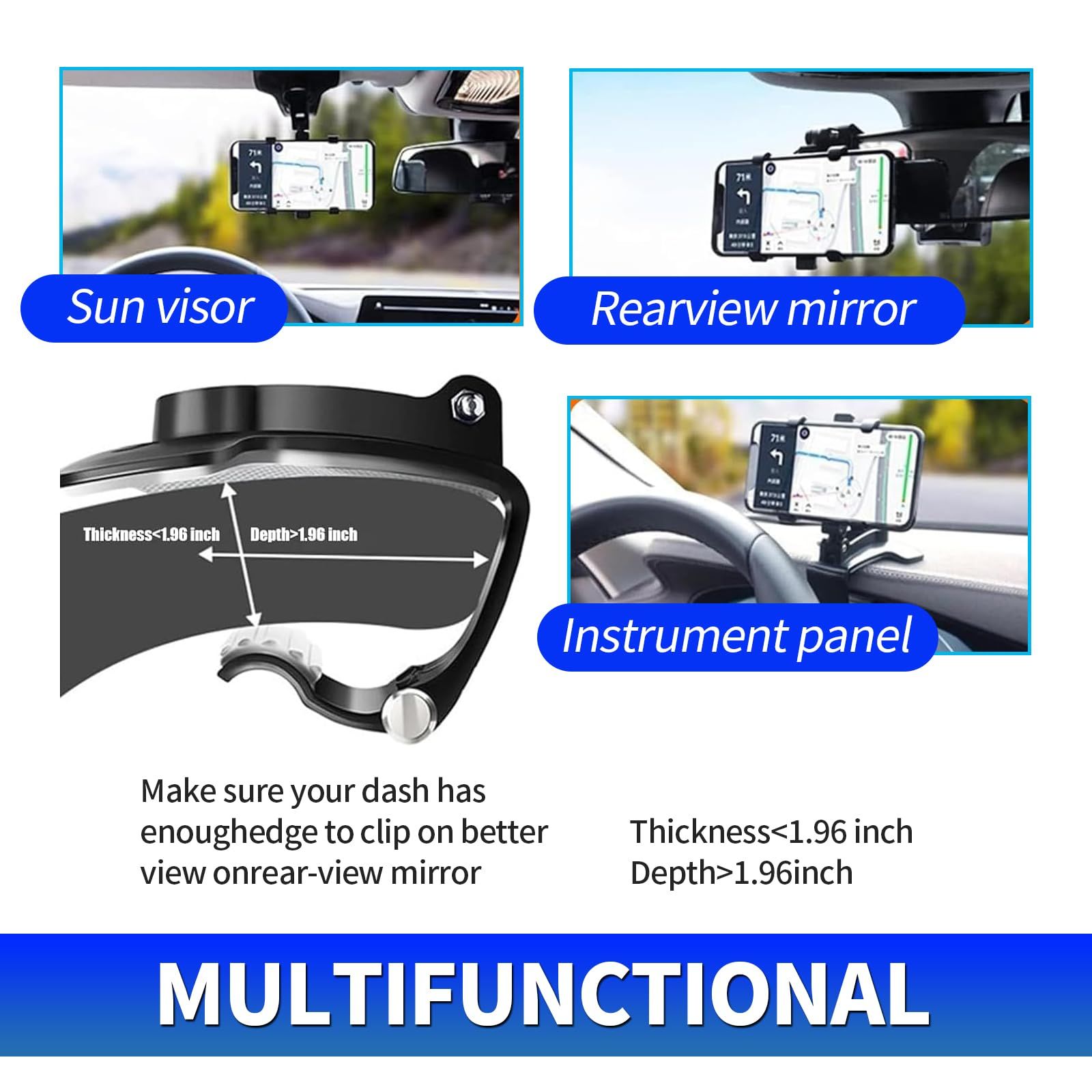 Universal 360 Degree Rotation Car Rear View Mirror Mount Stand Holder Cradle view 2