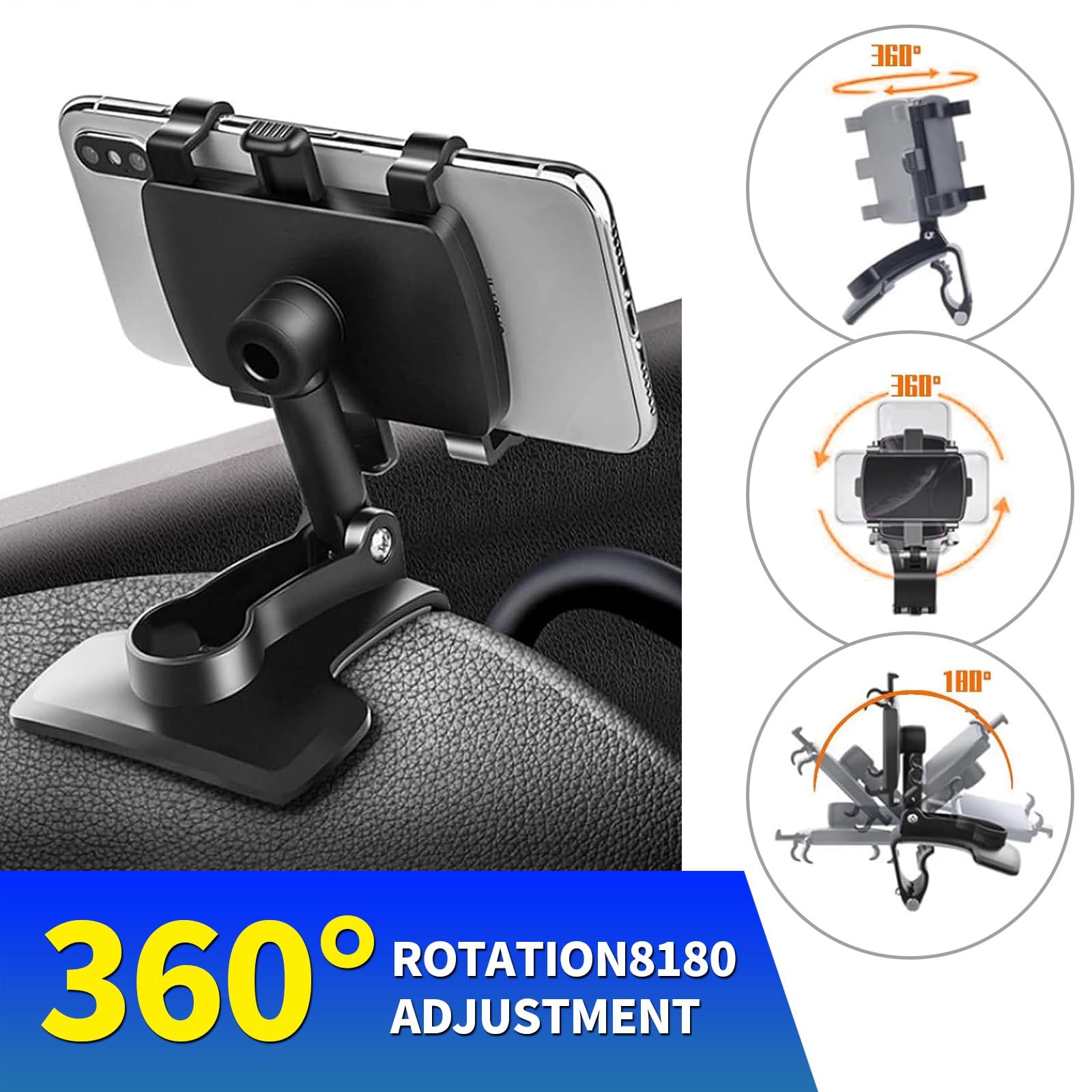 Universal 360 Degree Rotation Car Rear View Mirror Mount Stand Holder Cradle view 4