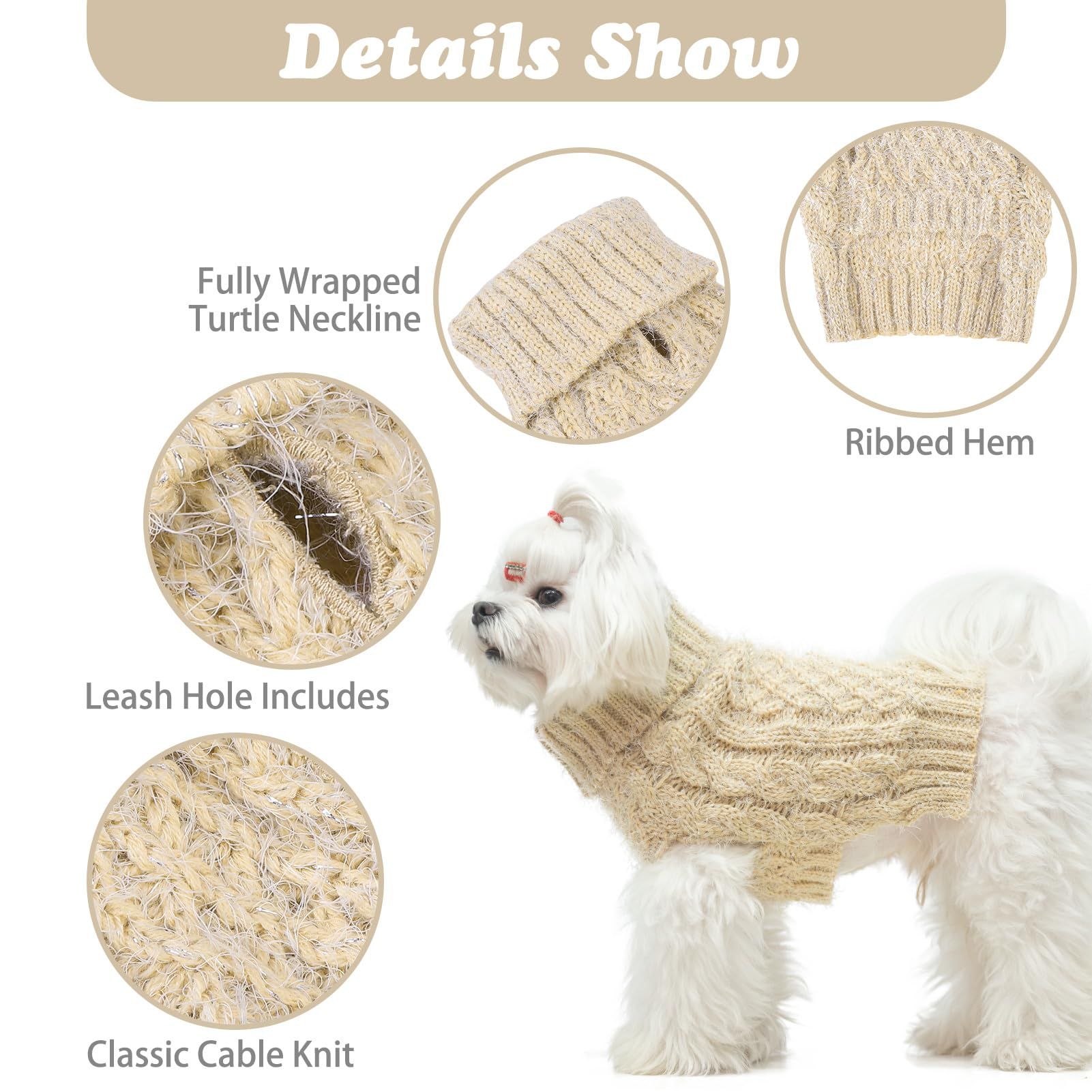Small Dog Sweater - Classic Cable Knit Winter Coat Dog ColdyThe sweet knit view 3