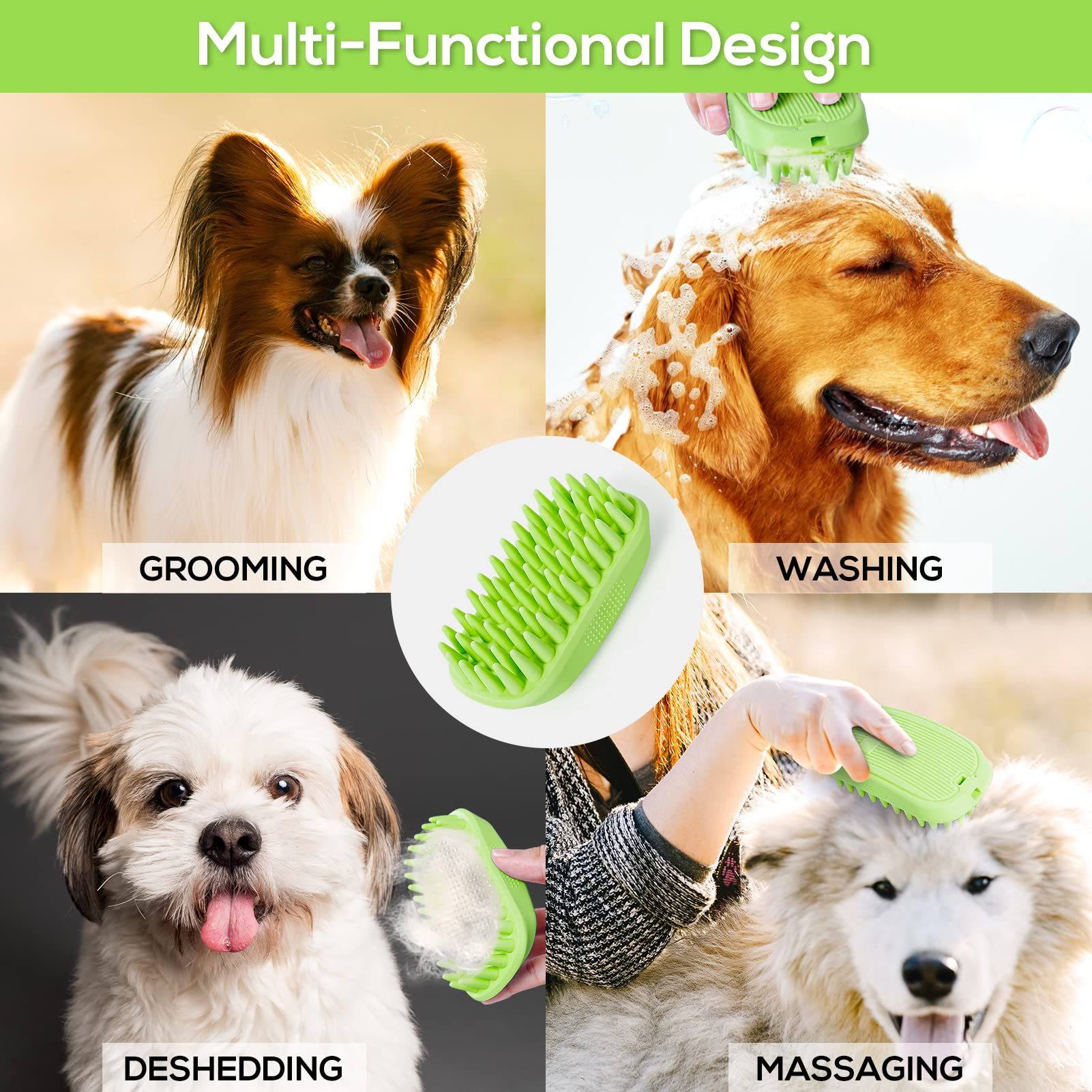 Pet Silicone Shampoo Brush for Long & Short Hair Medium Large Pets Dogs Cats view 3