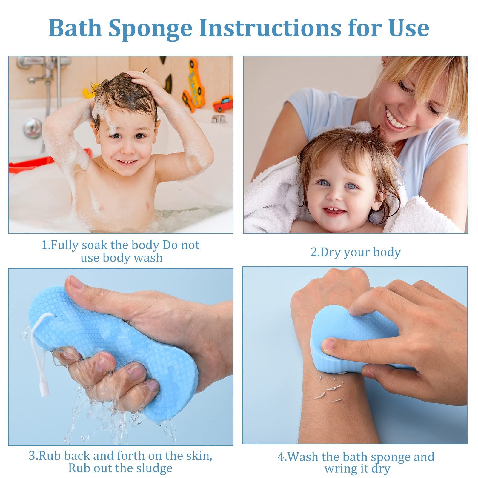 2 PCS Exfoliating Bath Sponge for Shower view 3