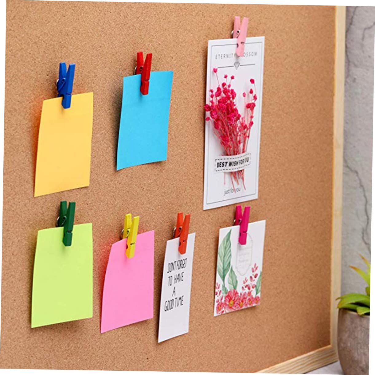 50Pcs Wooden Clips Push Pins Tacks for Cork Board Artwork for Crafts Arts view 3
