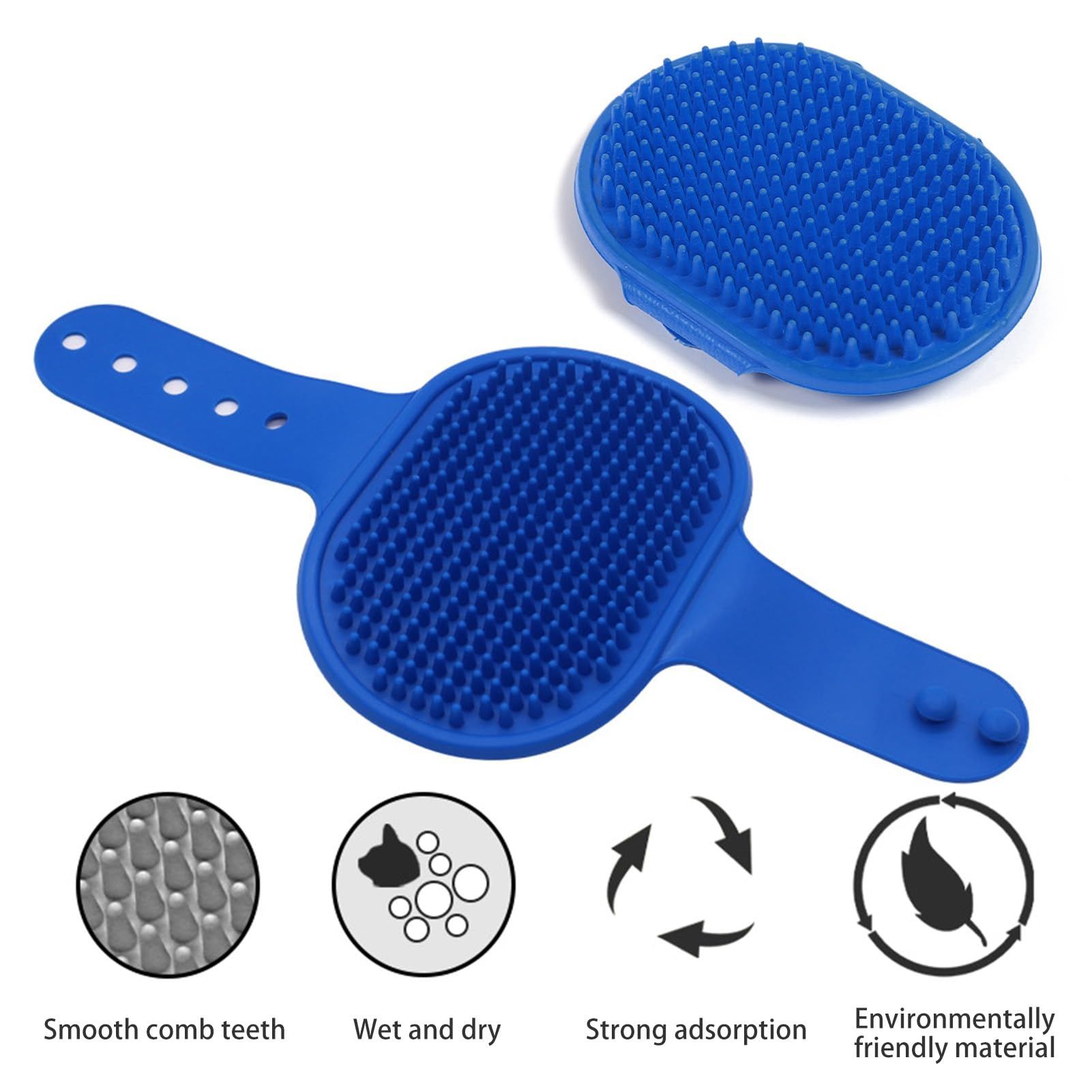 Dog Grooming Brush, Premium Soft Silicone Pet Bath Brushes with Adjustable view 3
