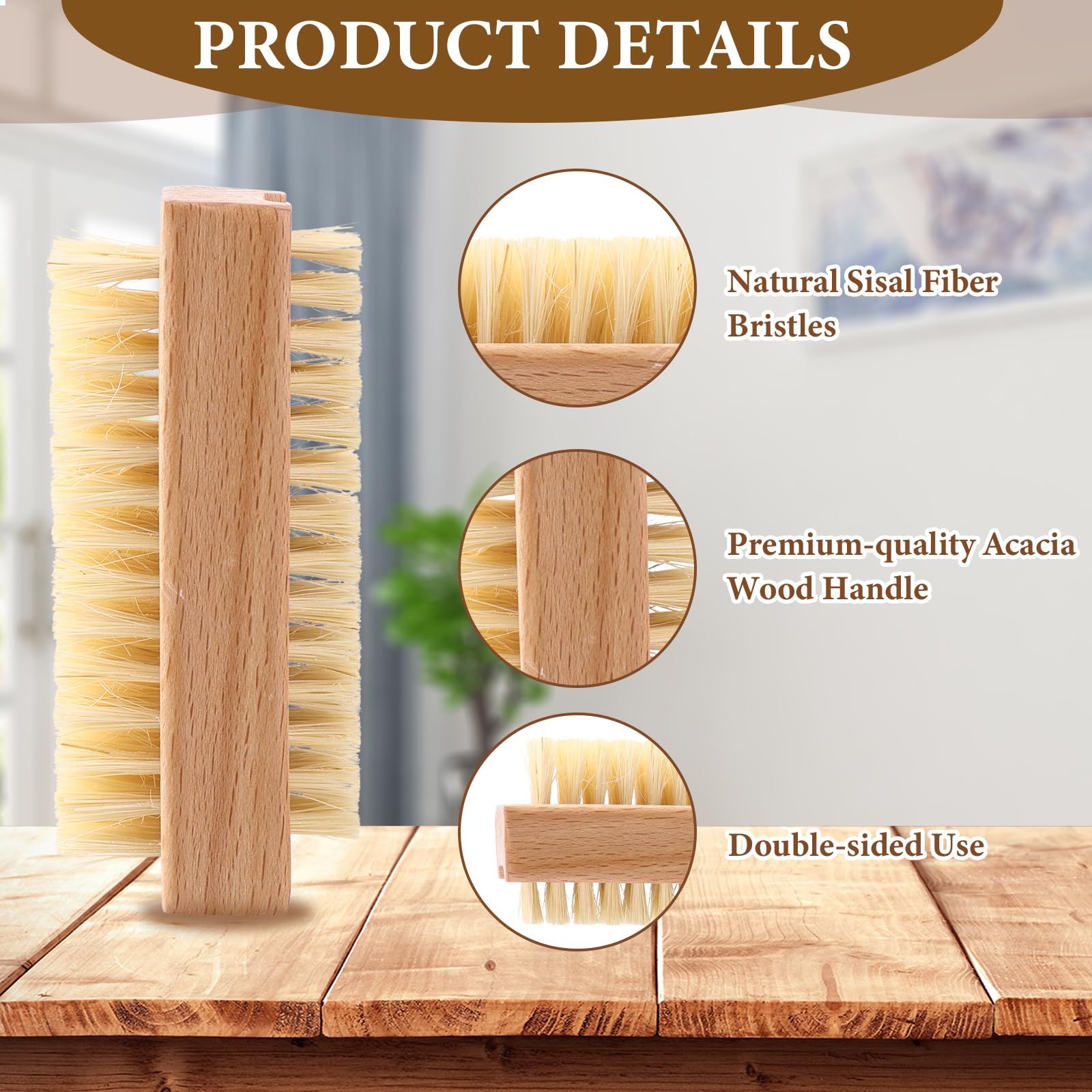 Fiber Nail Brush with Untreated Maple Wood Handle Wooden Nail Scrub Brush view 5
