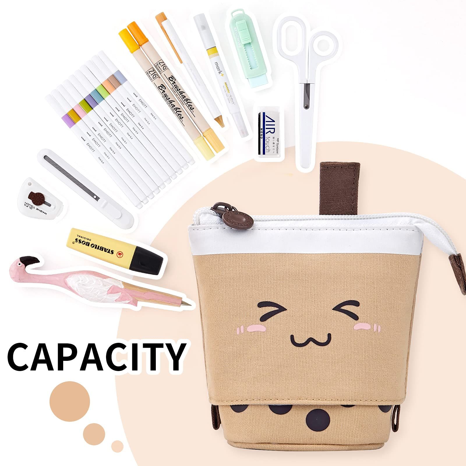 Cute Pencil Case Standing Pen Holder Telescopic Makeup Pouch Pop Up Cosmetics view 4