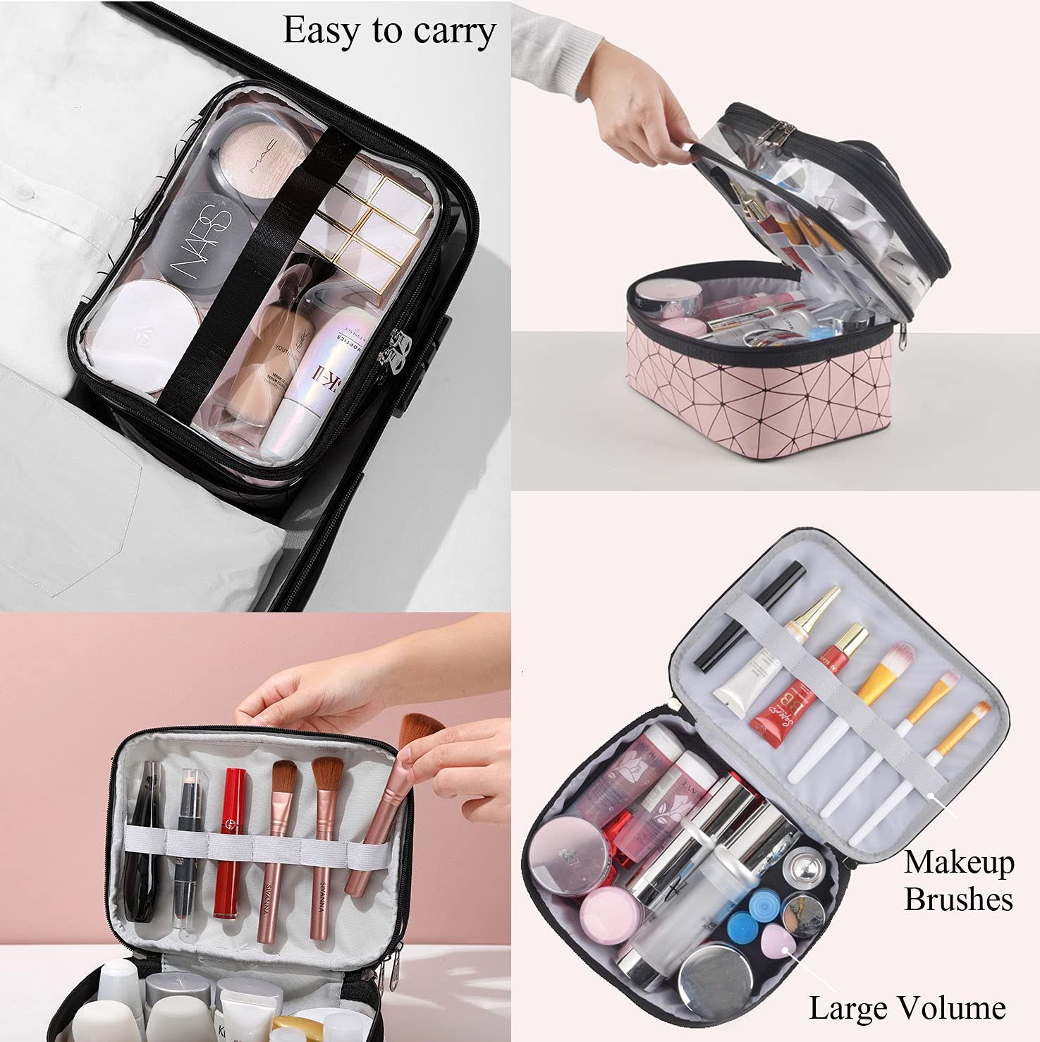 Makeup Bag,Travel Bag Essentials,Large Train Travel Toiletry Bag for Women view 3