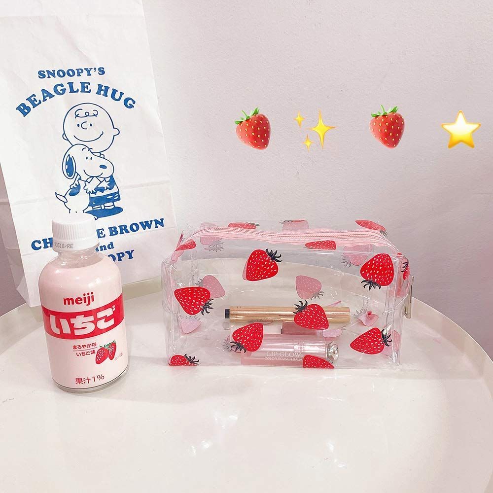 Cute makeup bag, transparent portable makeup bag, waterproof toiletries view 2