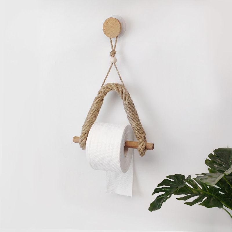 Rope Wood Toilet Paper Holder