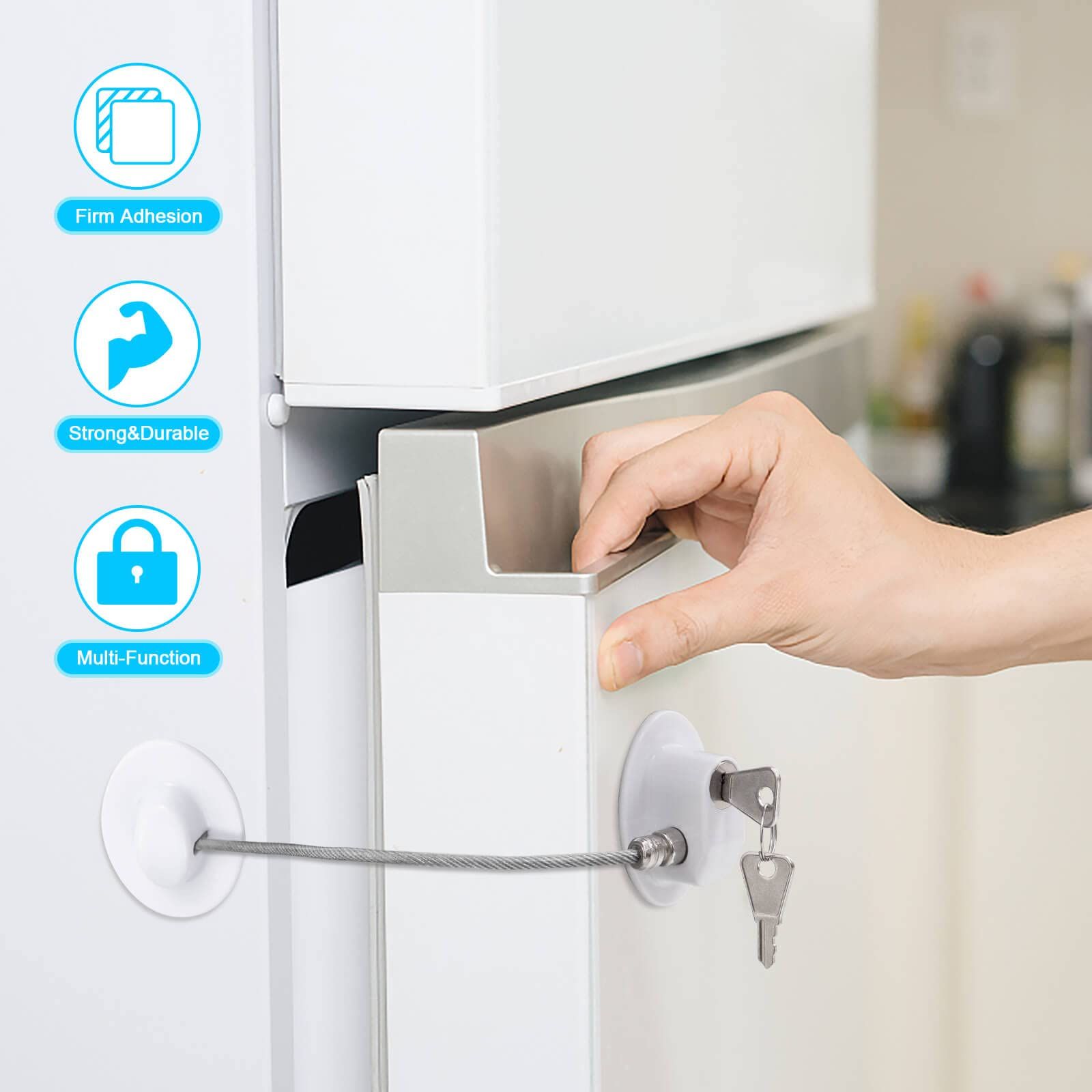 2 Pcs Fridge Lock, Refrigerator Lock for Children, Mini Fridge Locks for Kids view 2