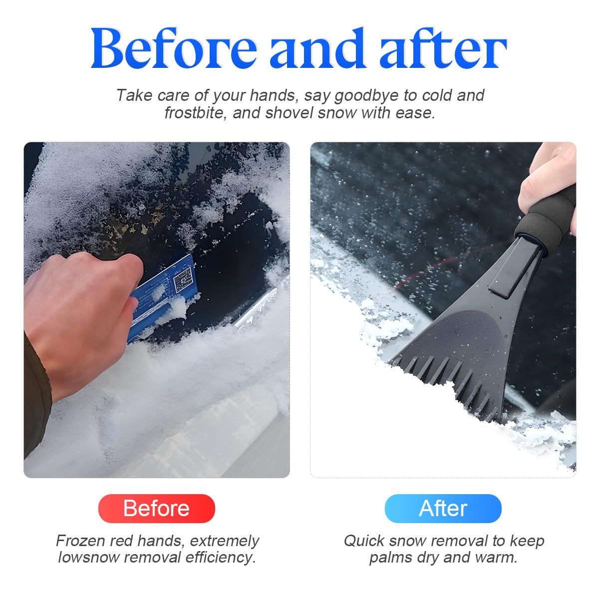 Car Ice Scrapers, Scratch Snow Removal Tool Winter Driving, Effective and view 2