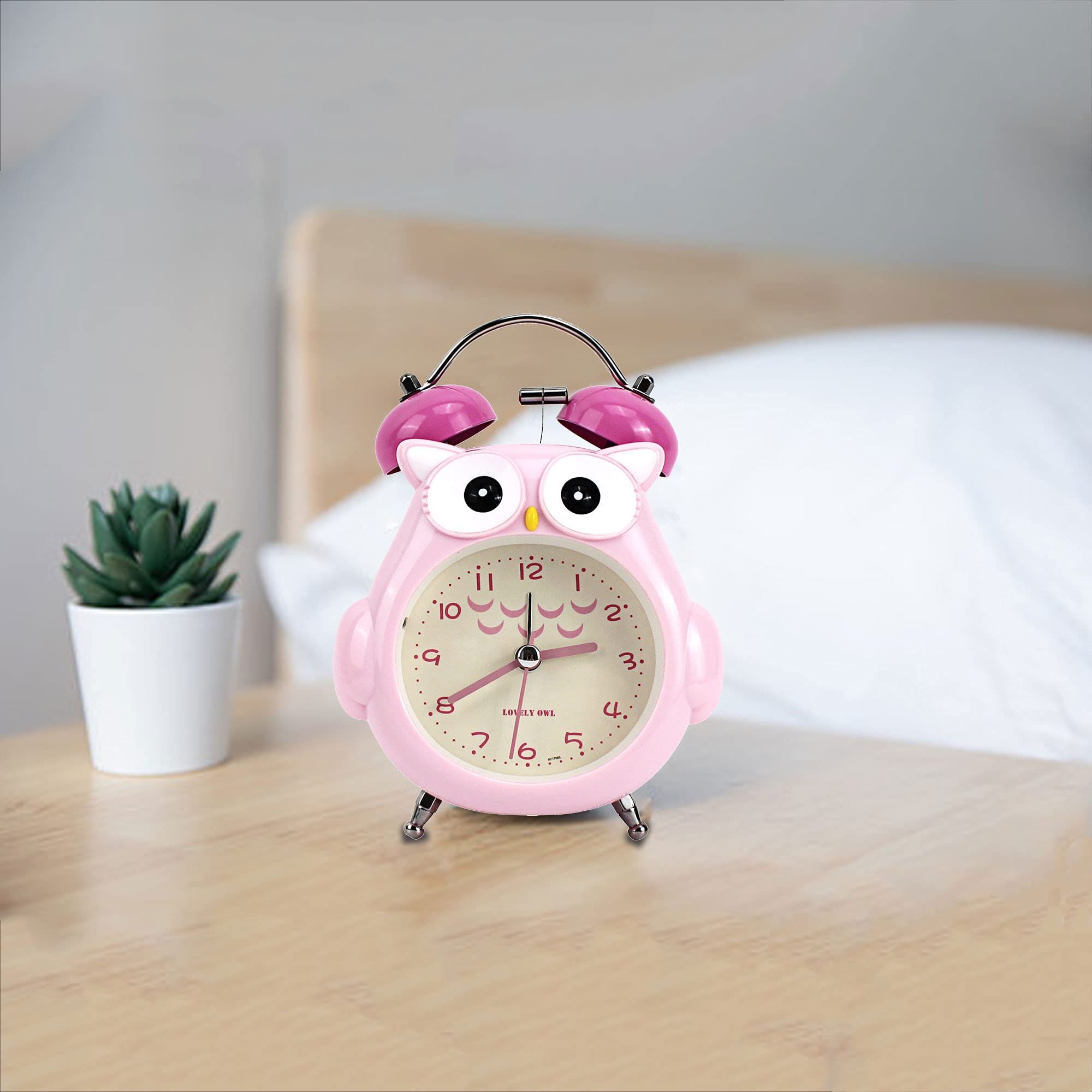 Kids Alarm Clock Cute Cartoon Owl Loud Bell Alarm Clock Non-Ticking Desk Clock view 3