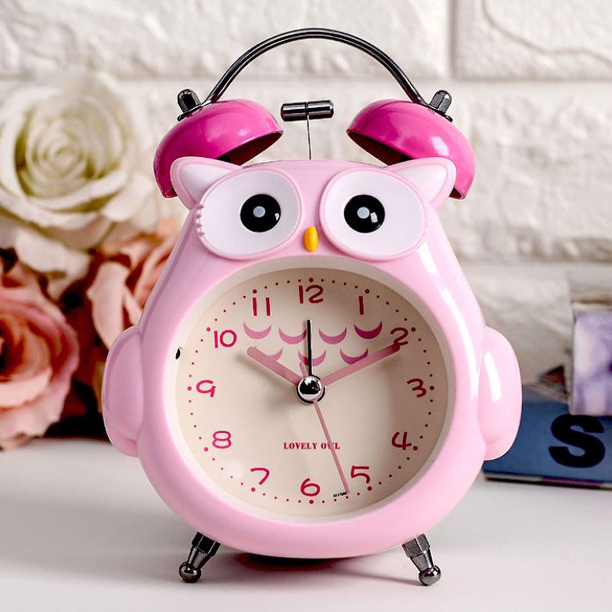 Kids Alarm Clock Cute Cartoon Owl Loud Bell Alarm Clock Non-Ticking Desk Clock view 4
