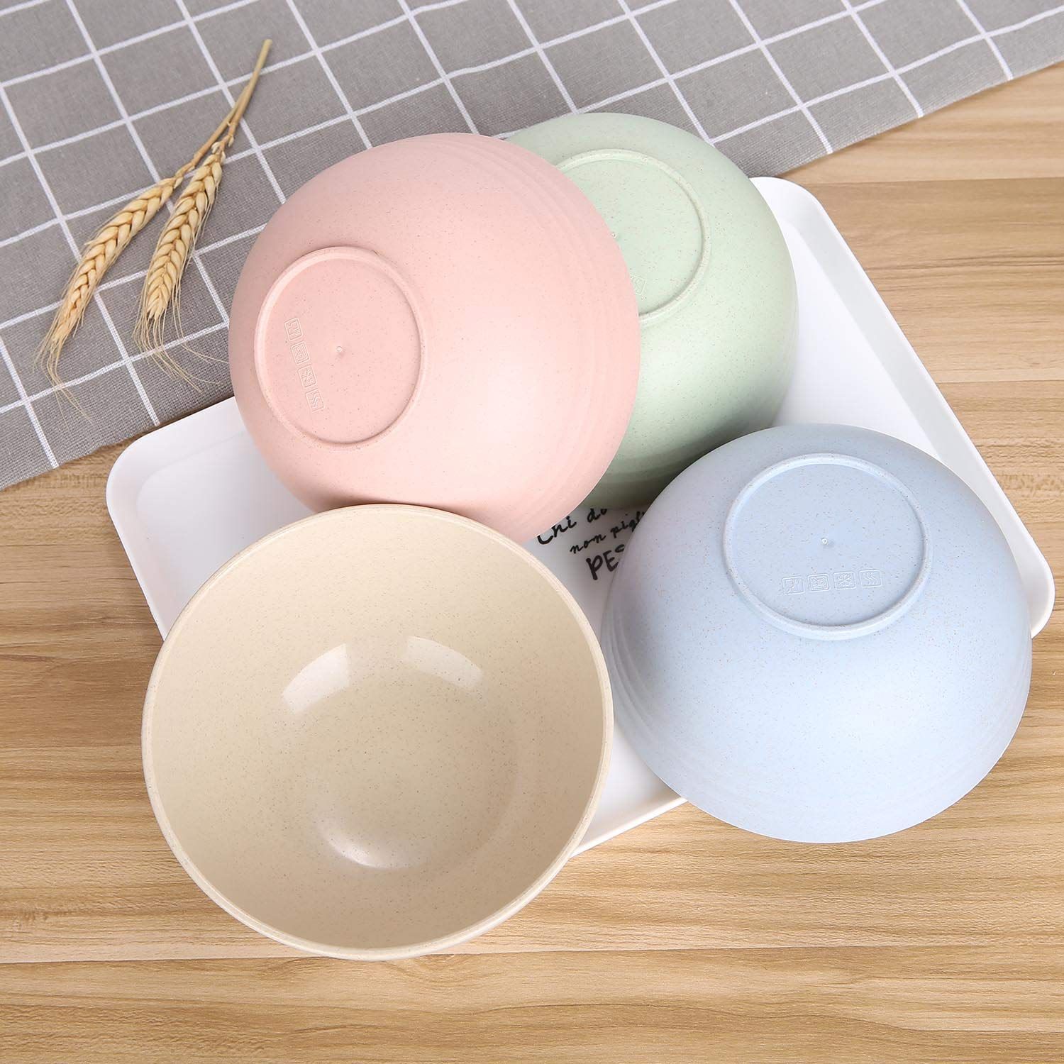 Unbreakable Cereal Bowls Reusable Wheat Straw Bowl Set of 4 - Dishwasher & view 2