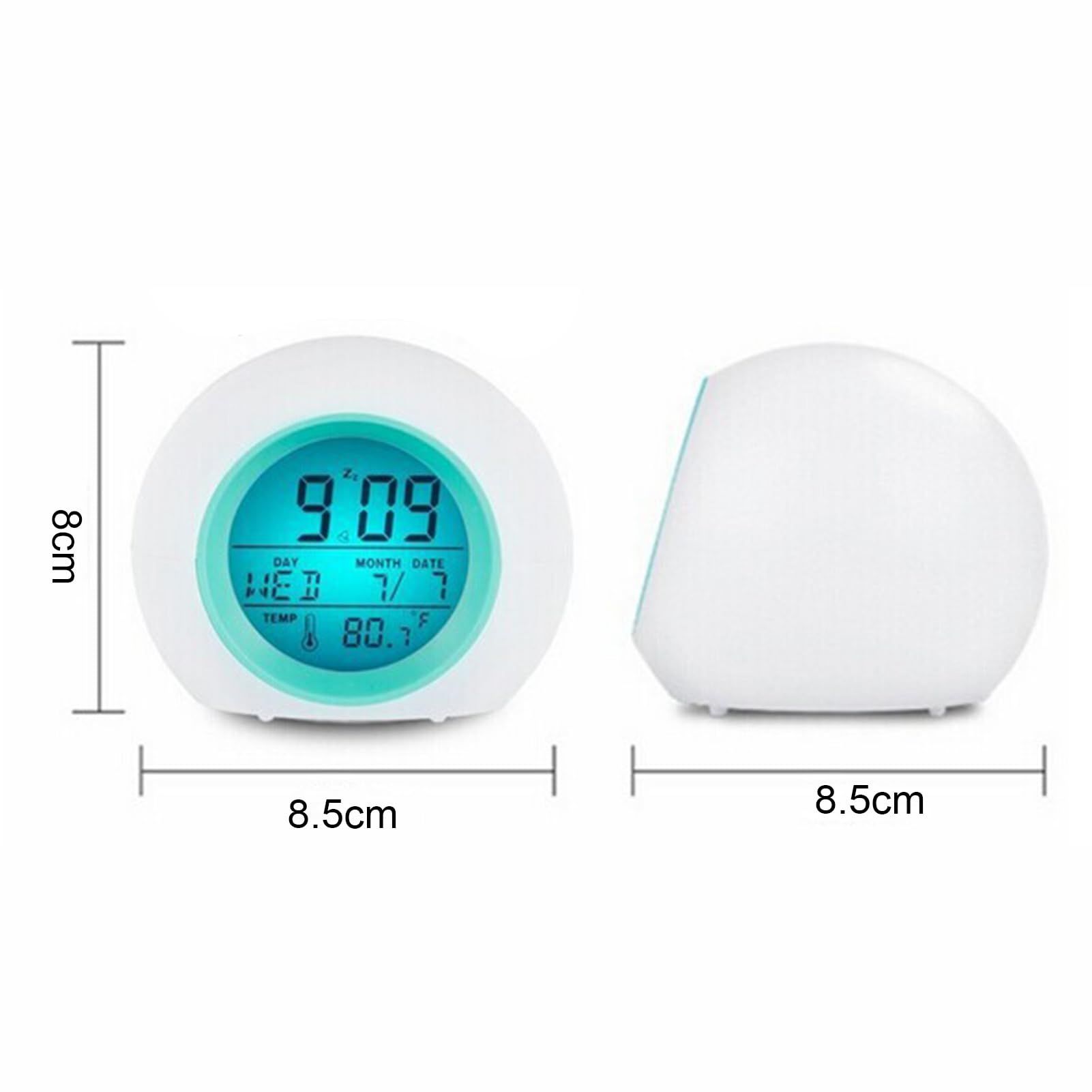 Colorful Home Decor Clock Temperature Display Alarm Kids with 7 Color Changing view 2