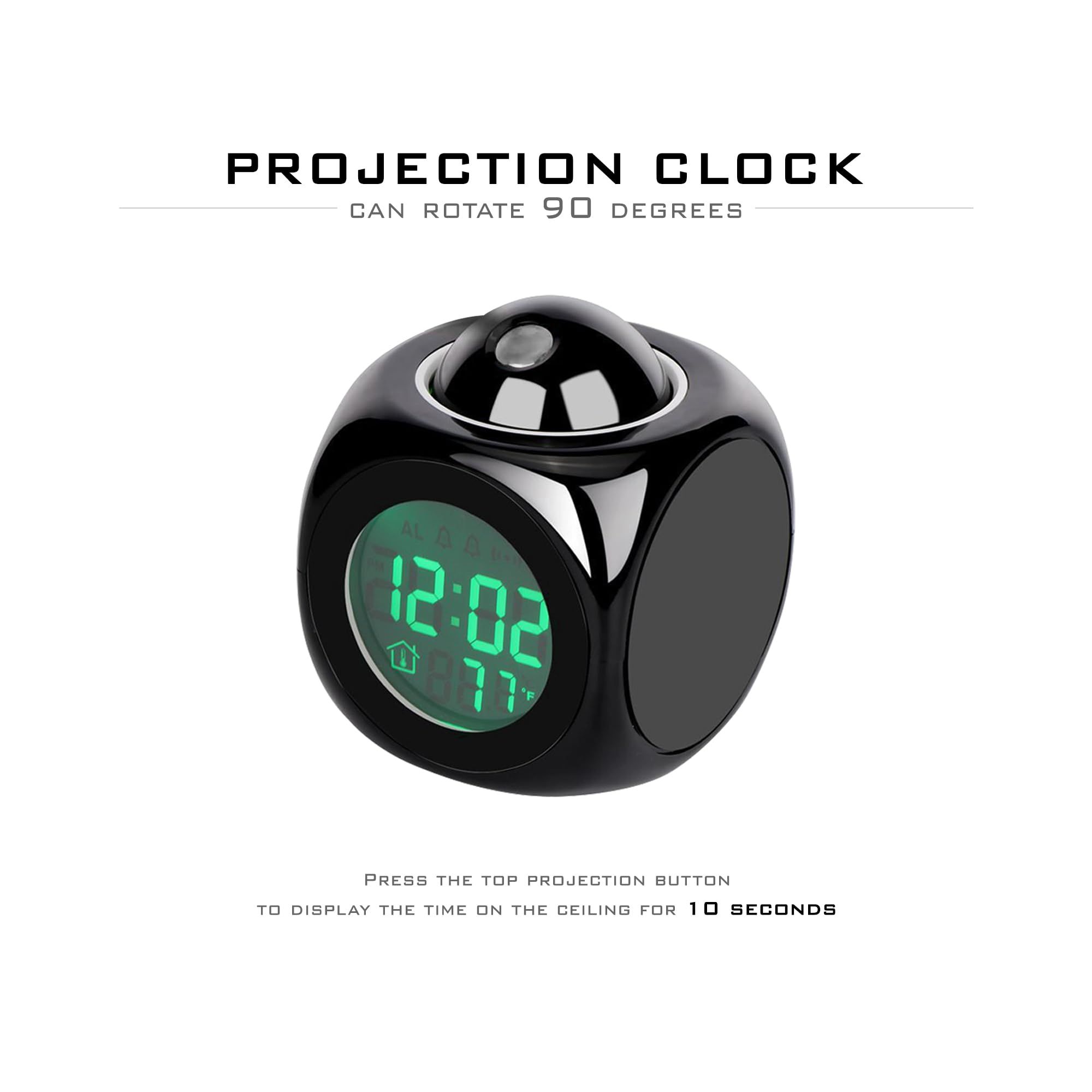 Projection Clock for Bedroom Ceiling - Night Stand Digital LED Projector Alarm view 2