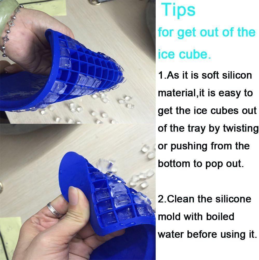 2 Pcs160 Ice Cubes Mold, Easy-Release Silicone Ice Cube Trays, Frozen Cube Bar view 3