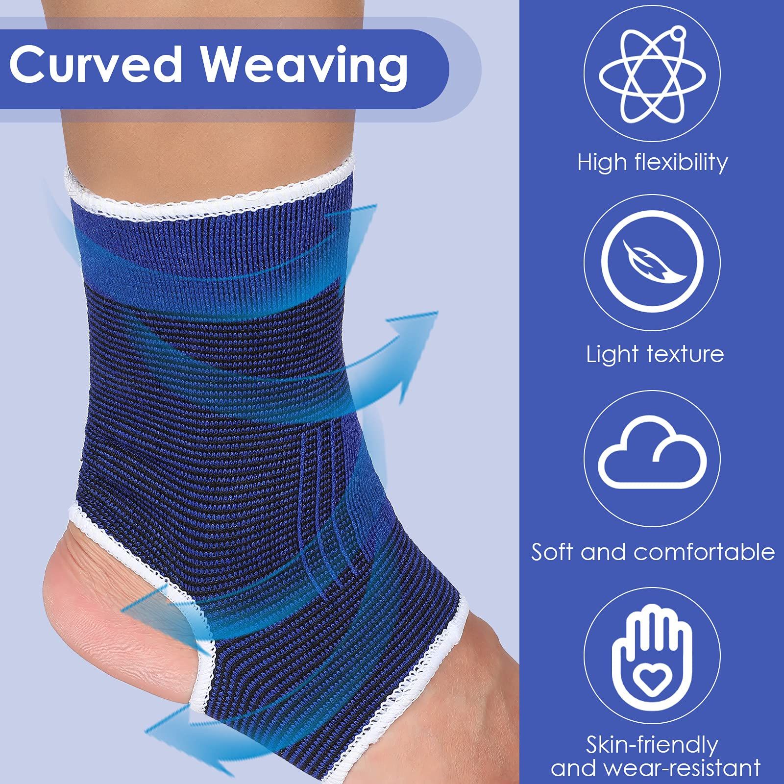 Compression Ankle Brace - Knitted Ankle Sleeve Sock Support for Sprains view 3