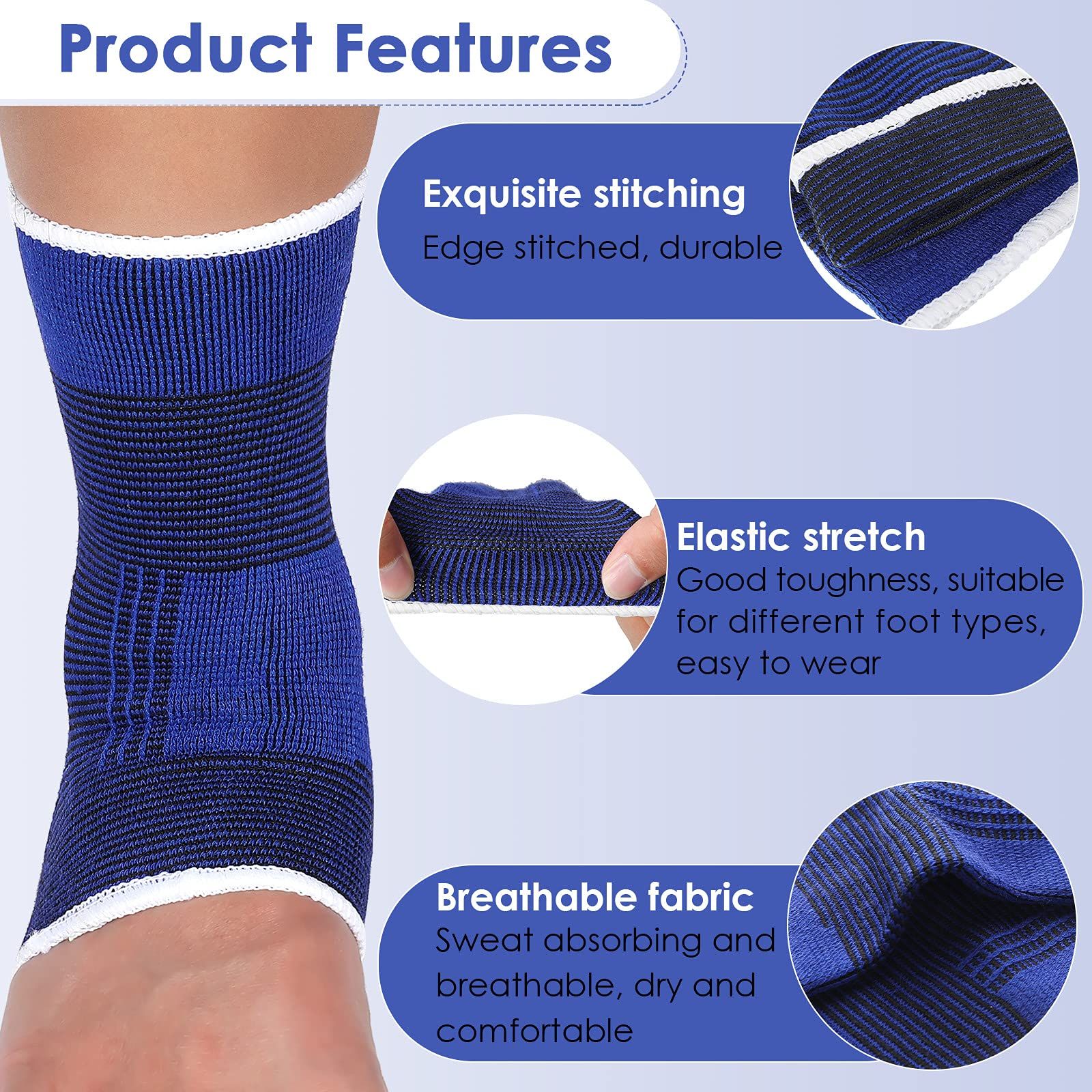Compression Ankle Brace - Knitted Ankle Sleeve Sock Support for Sprains view 4