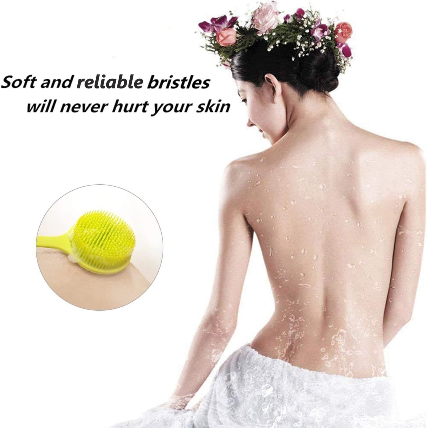 Silicone Body Scrubber, Long Handle Back Scrubber for Shower, Silicone Body view 4