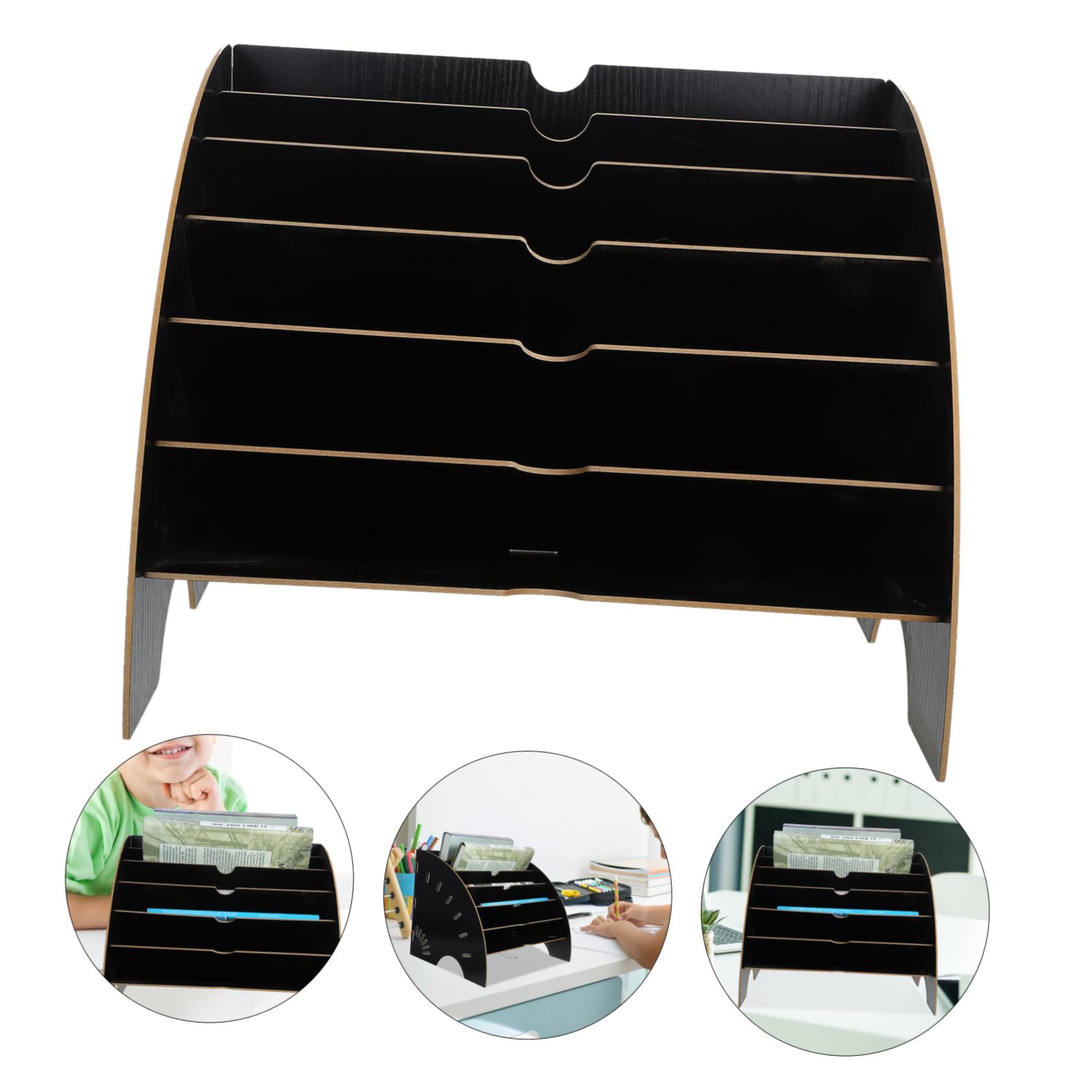 （black ）Display Stand Book Stand Desk Paper Organizer A4 Paper Desk Rack File view 4