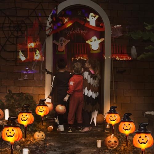 5-Pack Solar Jack-O-Lantern Pathway Lights for Halloween Outdoor Garden Yard view 4