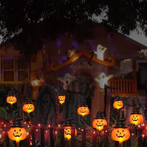 5-Pack Solar Jack-O-Lantern Pathway Lights for Halloween Outdoor Garden Yard view 6