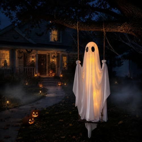 Swinging Ghost Halloween Porch Decoration view 3