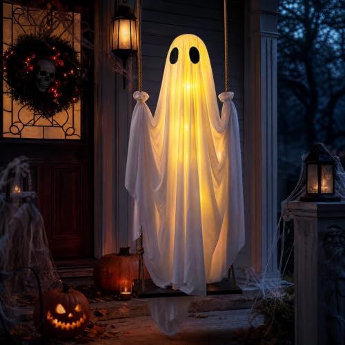 Swinging Ghost Halloween Porch Decoration view 4