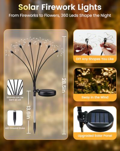 Solar Firework Garden Lights: Perfect for Patio view 5
