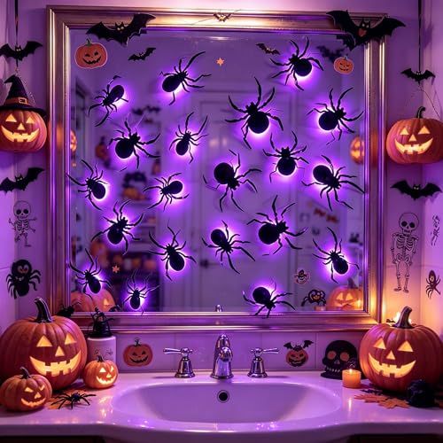 36 Pack LED Light-Up Spider Halloween Decoration for Home view 2