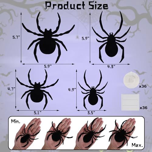 36 Pack LED Light-Up Spider Halloween Decoration for Home view 3