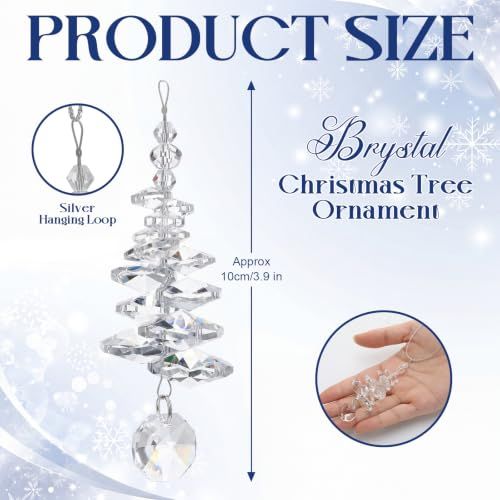Set of 24 Crystal Tree Hanging Ornaments for Holiday view 2