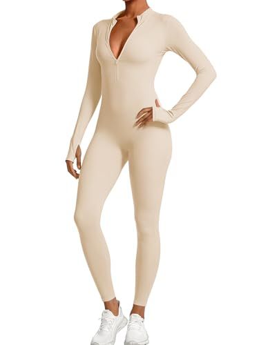 Long Sleeve Zip-Up Jumpsuit for Yoga
