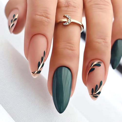 Reusable almond-shaped press-on nails for DIY manicures and daily wear (Deep — image 1