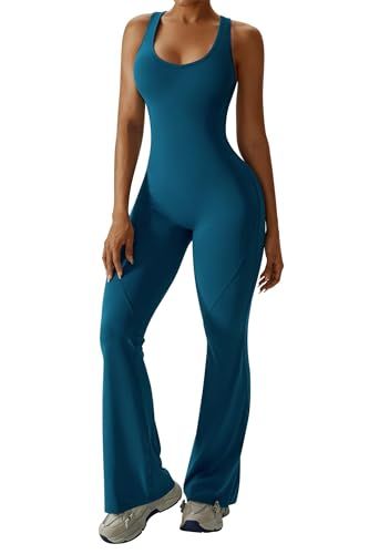 Women's Flared Jumpsuit for Yoga, Gym, Sports & Casual Occasions, S (Teal) view 4