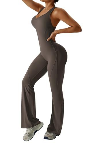 Sleeveless Open Back Flared Jumpsuit for Workout view 3